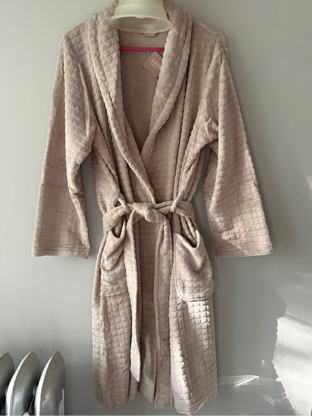 Ulta Soft Beige Women’s Plush Robe with Belt and Pockets!